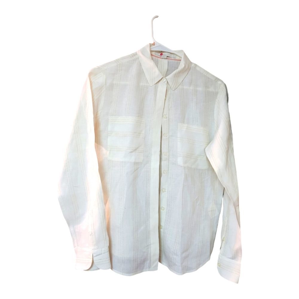 Boden white linen blouse 2P